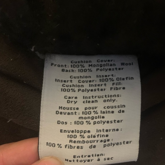 Genuine Mongolian wool throw accent pillow - Picture 4 of 5